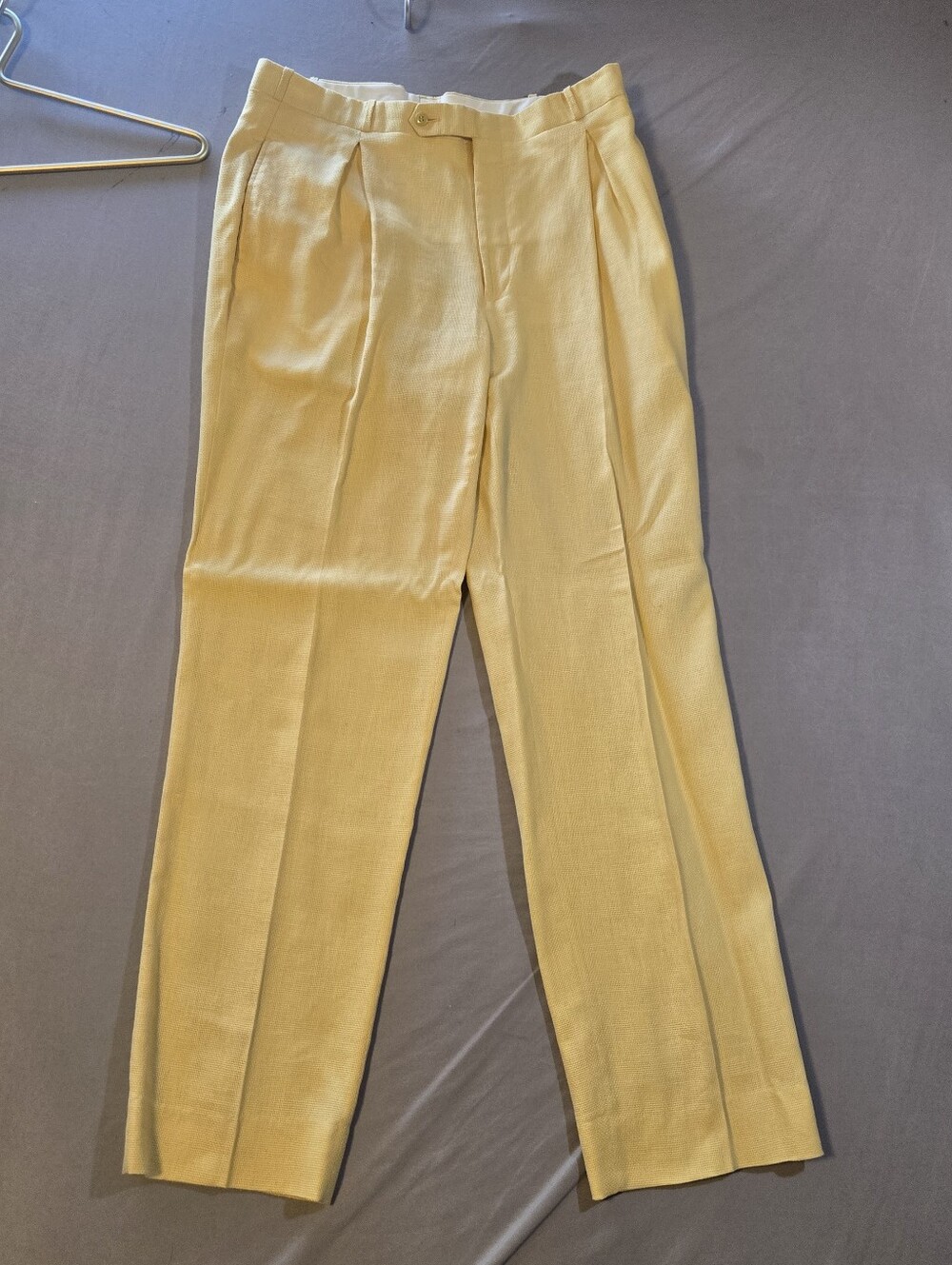Jeff Rose VTG Men's Tailored Pleated Dress Pants - Yellow 34W 31L